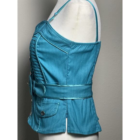 Women’s Lydia Corset Bustier Style Top with Belt Aqua Turquoise Size (L) - Picture 5 of 15